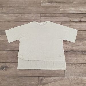 Ted Baker 100% linen pastel sage green crew neck knit high low blouse size 2